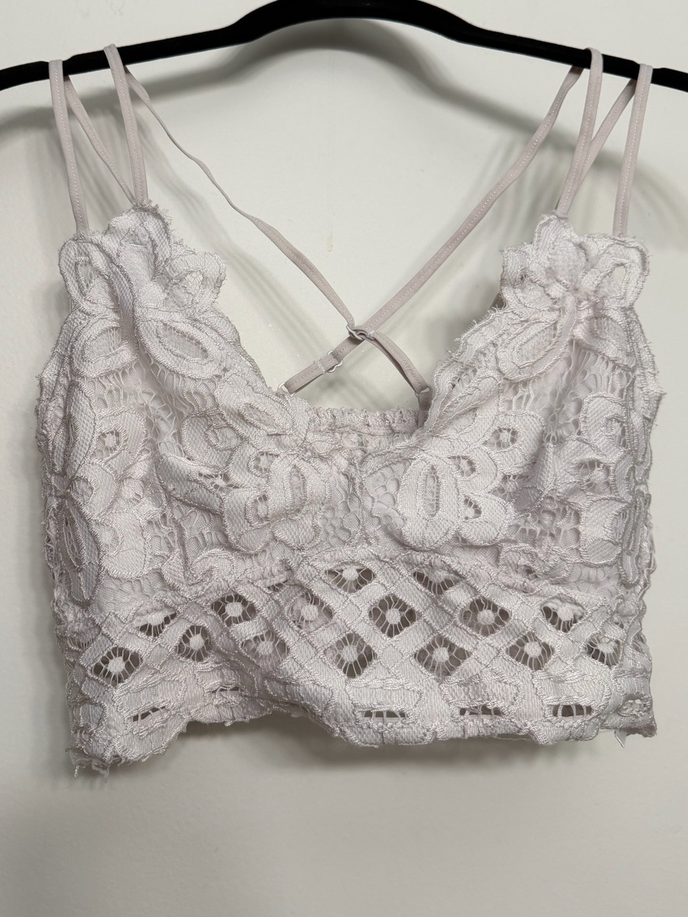 Anemone Lace Bralette in Soft Lilac-White